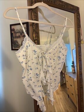 White Floral Tank Top